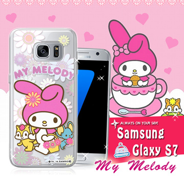 三麗鷗SANRIO授權正版 My Melody 美樂蒂 Samsung Galaxy S7 5.1吋 透明軟式保護套 手機殼(郊遊)