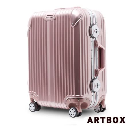 【ARTBOX】沐月行者 -統一 阪急 百貨 公司 20吋 PC鏡面鋁框行李箱(玫瑰金)