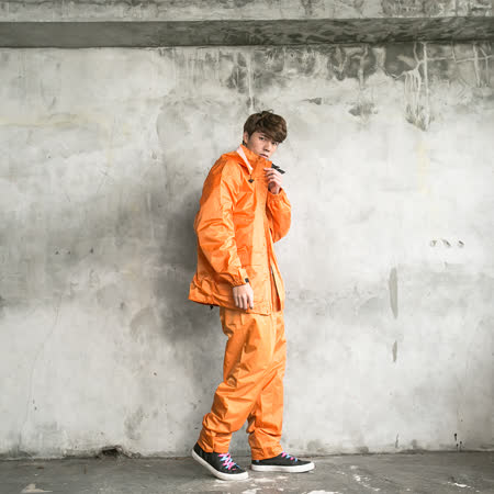 【勸敗】gohappyOutPerform-本格スタイル日系風雨衣(機車雨衣、兩截式雨衣) 橘色推薦fe 21