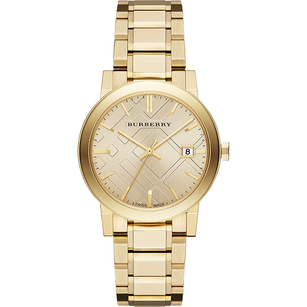 BURBERRY The City 英倫時尚格紋腕錶-金/38mm BU9033 BURBERRY The City 英倫時尚格紋腕錶-金/38mm BU9033