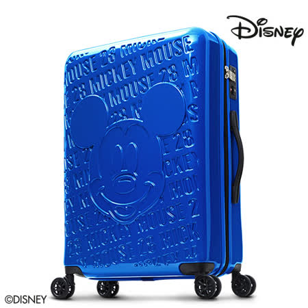 【Disney】1happy 購物928復刻浮雕24吋PC鏡面拉鍊行李箱-孔雀藍