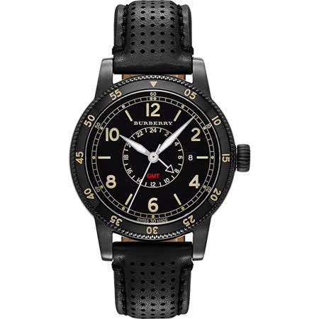 【真心勸敗】gohappy 線上快樂購BURBERRY Utilitarian 系列GMT 二地時區腕錶-黑框/42mm BU7867好嗎買 公司