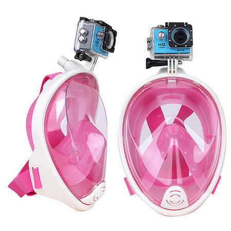 【THENICE 】全罩式浮潛呼吸面罩 可攜運動愛 買 年菜攝器材 (GoPro) 保固一年 傑聯總代理公司貨 粉色