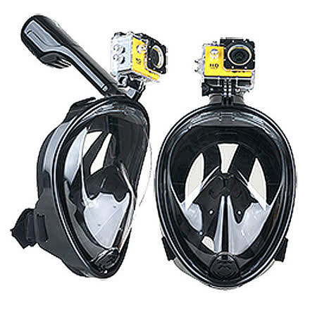 【THENICE 】全罩式浮潛呼吸面罩 可攜運動攝器材 線上 sogo(GoPro) 保固一年 傑聯總代理公司貨 限量黑
