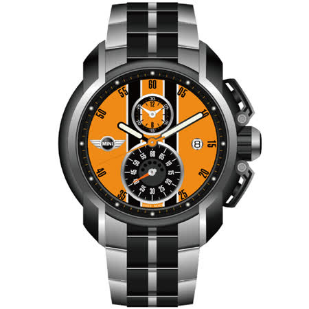 【真心勸敗】gohappyMINI Swiss Watches 經典原味三眼計時腕錶(橘/45mm) MINI-38好嗎威 秀 大 遠 百