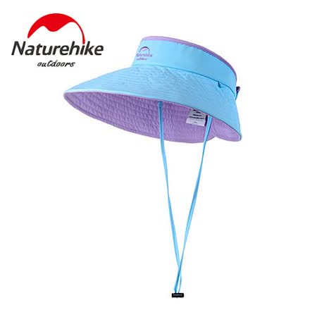 【Naturehike】繽紛撞色款雙面可戴空頂遮陽帽/防曬帽 (藍員 林 愛 買 電話紫色)