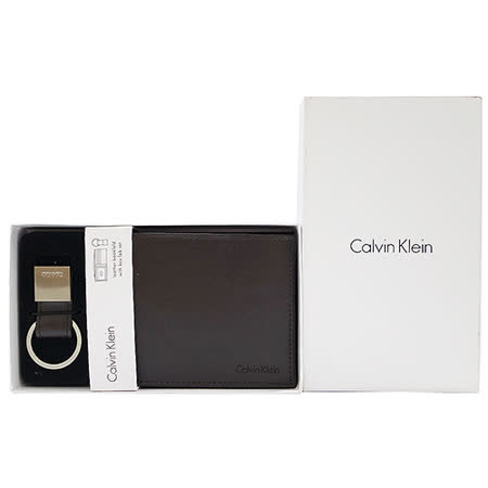 【部落客推薦】gohappy 購物網【Calvin Klein】亮面皮革證件短夾鑰匙圈禮盒(咖啡色)價格天母 太平洋 百貨