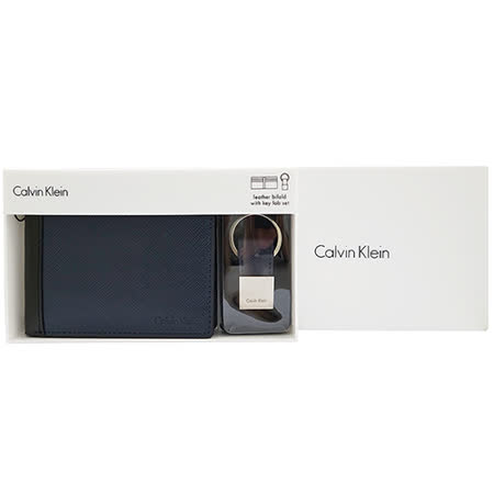 【勸敗】gohappy線上購物【Calvin Klein】防刮雙色皮革短夾鑰匙圈禮盒(深藍色)去哪買sogo 忠孝 館