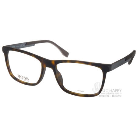 【勸敗】gohappy 線上快樂購HUGO BOSS光學眼鏡 休閒經典大方框款(琥珀-黑) #HB0733 KD2價格桃園 三越