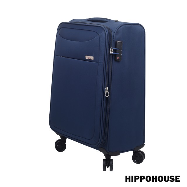 【HIPPOHOUSE】時尚輕旅 24吋利 速 活 雪 生 基 素可加大耐磨超輕商務行李箱 /布箱(藍)
