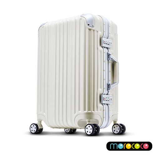 【MOROCOCO】絢光晶燦-29吋PC鋁雙 和 sogo 百貨框行李箱(象牙白)