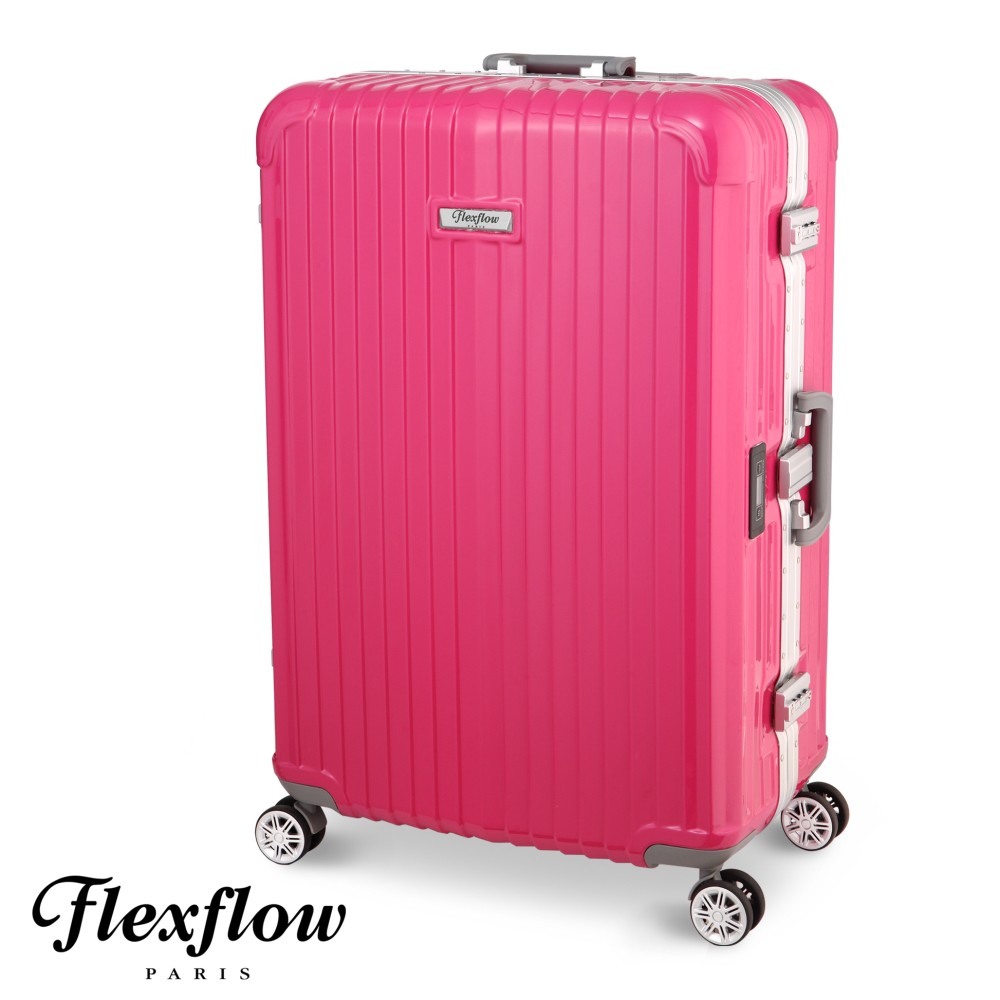 Flexflow-羅亞爾旅人系列法國精新竹 愛 買 電話品智能秤重旅行箱-桃紅-22吋