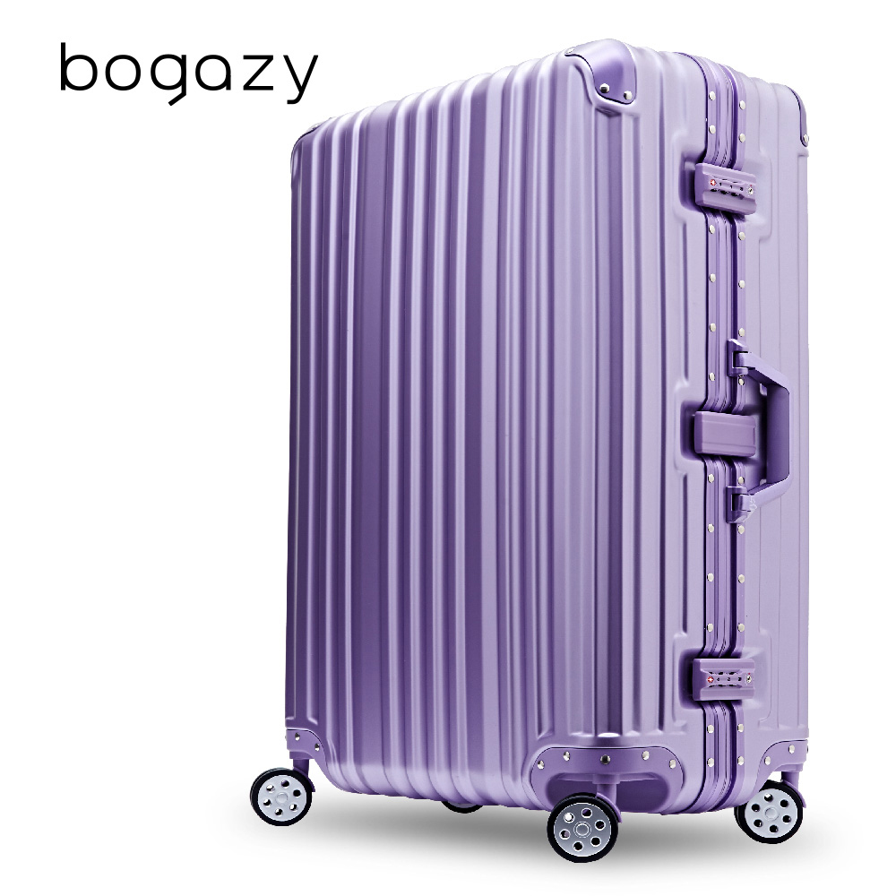 【Bogazy】炫燦幻影 20sogo 营业 时间吋PC鋁框磨砂霧面防刮行李箱(亮彩紫)