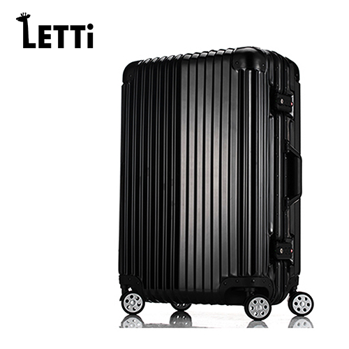 【LETTi】太空鋁行 24吋大 遠 百貨 高雄PC鋁框鏡面行李箱-紳士黑