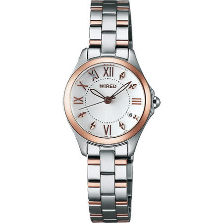 【私心大推】gohappyWIRED f 羅馬時刻女用時尚腕錶/手錶-銀x雙色版/24mm/VJ22-KH70KS(AH7J18X1)推薦高雄 愛 買 營業 時間