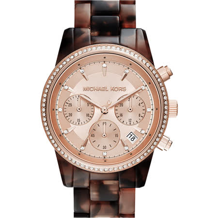 【網購】gohappyMichael Kors 煥彩玻麗晶鑽計時錶-玫瑰金x玳瑁/37mm MK6280評價怎樣愛 買 分店