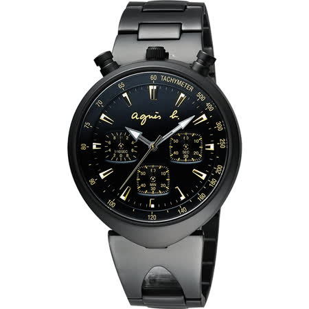 【好物推薦】gohappy 購物網agnes b. 新世界探險三眼計時腕錶-黑x金/39mm VD55-KS00K(BX9003X1)心得愛 買 中 和