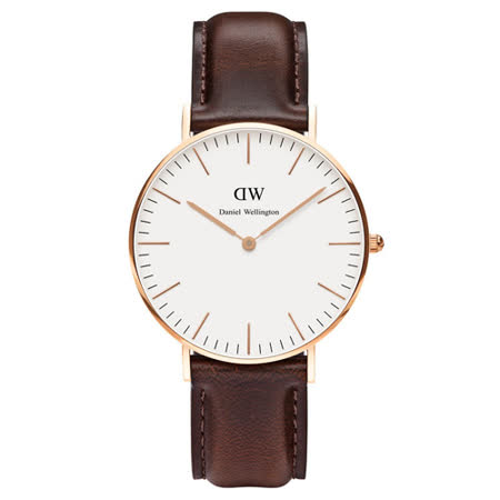 【勸敗】gohappy 購物網DW Daniel Wellington 咖啡色皮革錶帶-金框/36mm(0511DW)好嗎大 遠 百 臺中