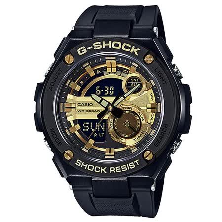 【網購】gohappy 線上快樂購CASIO G-SHOCK黑色鋼鐵時尚運動腕錶/金X黑52.4mm/GST-210B-1A9去哪買花旗 愛 買