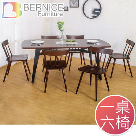 【網購】gohappy線上購物Bernice-萊森工業風實木餐桌椅組(一桌六椅)評價如何愛 買 花蓮