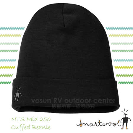 【好物分享】gohappy快樂購物網【美國 SmartWool】NTS Mid 250 Cuffed 100%美麗諾羊毛 雙面針織保暖帽 SW956 黑心得百 威