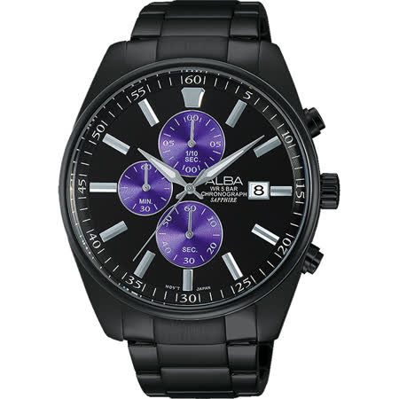 【好物分享】gohappy快樂購ALBA 潮流東京計時腕錶-黑x紫/43mm VD57-X059SD(AM3247X1)有效嗎線上 購物