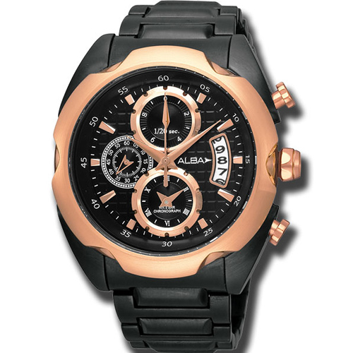 ALBA FLAGSHIP 日魂三眼計時腕錶(YM92-X165O)-玫瑰金 ALBA FLAGSHIP 日魂三眼計時腕錶(YM92-X165O)-玫瑰金
