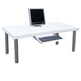 書桌/電腦桌/和室桌(含鍵盤)-厚型桌面(4.4公分厚度)素雅白色 (台灣製造)