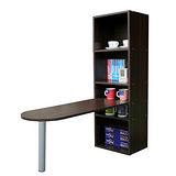 書櫃型-書桌/電腦桌-[桌面]50cm(高)120cm(長)[3+2格](蛋頭形)-深胡桃木色 (台灣製造)