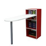 120x75cm[2+2格]書櫃型蛋頭書桌/電腦桌-紅白色 (台灣製)