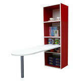 [桌面]50公分(高)120公分(長)[3+2格](蛋頭形)書櫃型-書桌/電腦桌-紅白色 (台灣製造)