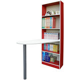 [挑高5格]書櫃型-書桌-紅白色 (台灣製)