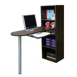 [3+2格]書櫃型-書桌/電腦桌(含鍵盤)-深胡桃木色 (台灣製)