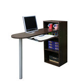 [2+2格]書櫃型-書桌/電腦桌(含鍵盤)-深胡桃木色 (台灣製)
