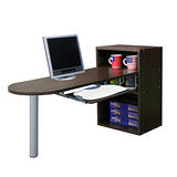 [1+2格]書櫃型-書桌/電腦桌(含鍵盤)-深胡桃木色 (台灣製)