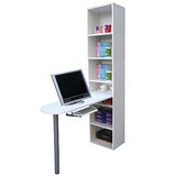 [5+2格]書櫃型-書桌/電腦桌(含鍵盤)-素雅白色 (台灣製)