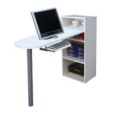 [2+2格]書櫃型-書桌/電腦桌(含鍵盤)-素雅白色 (台灣製)