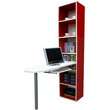 [5+2格]書櫃型-書桌/電腦桌(含鍵盤)-紅白色 (台灣製)