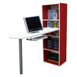 [3+2格]書櫃型-書桌/電腦桌(含鍵盤)-紅白色 (台灣製)