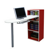 [2+2格]書櫃型-書桌/電腦桌(含鍵盤)-紅白色 (台灣製)