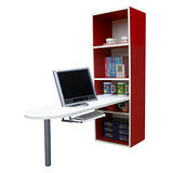 [3+2格]書櫃型-書桌/電腦桌(含鍵盤)-紅白色 (台灣製)