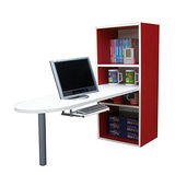 [2+2格]書櫃型-書桌/電腦桌(含鍵盤)-紅白色 (台灣製)
