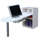 [1+2格]書櫃型-書桌/電腦桌(含鍵盤)-素雅白色 (台灣製)