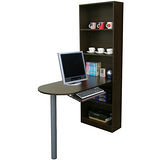 [挑高5格]書櫃型-書桌/電腦桌(含鍵盤)-深胡桃木色(台灣製)