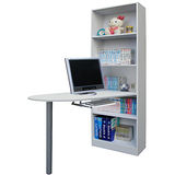 [挑高5格]書櫃型書桌/電腦桌(含鍵盤)-素雅白色(台灣製)