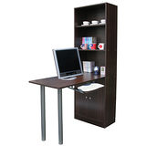 桌面120公分(寬)雙門書櫃型-電腦桌(含鍵盤)深胡桃木色 (台灣製造)