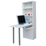 環球- 桌面120公分(寬)雙門書櫃型-電腦桌(含鍵盤)素雅白色  (台灣製造)