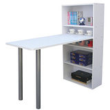 3+2格長方形書櫃型-書桌-素雅白色-(台灣製)