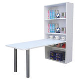 3+2格長方形書櫃型書桌-素雅白色-(台灣製)