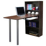 (3+2格長方形)書櫃型-書桌(含鍵盤)-深胡桃木色-(台灣製)